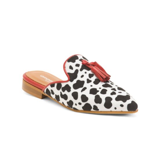 OROSCURO BLACK MULTI Made In Italy Leather Flat Mules With Fringes